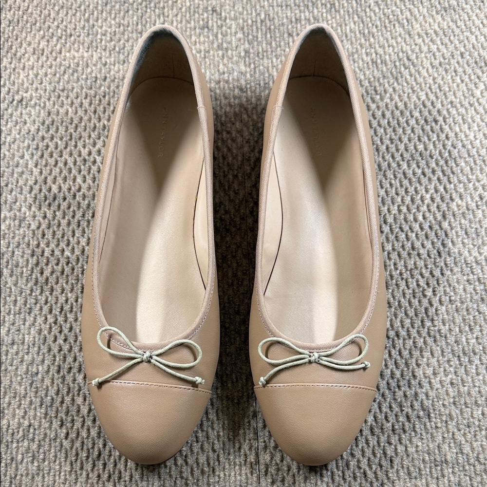 Ann Taylor Tan Flats with Bow Detail